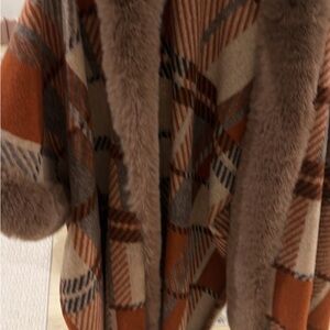Vince Camuto Orange and Brown Plaid Tunic